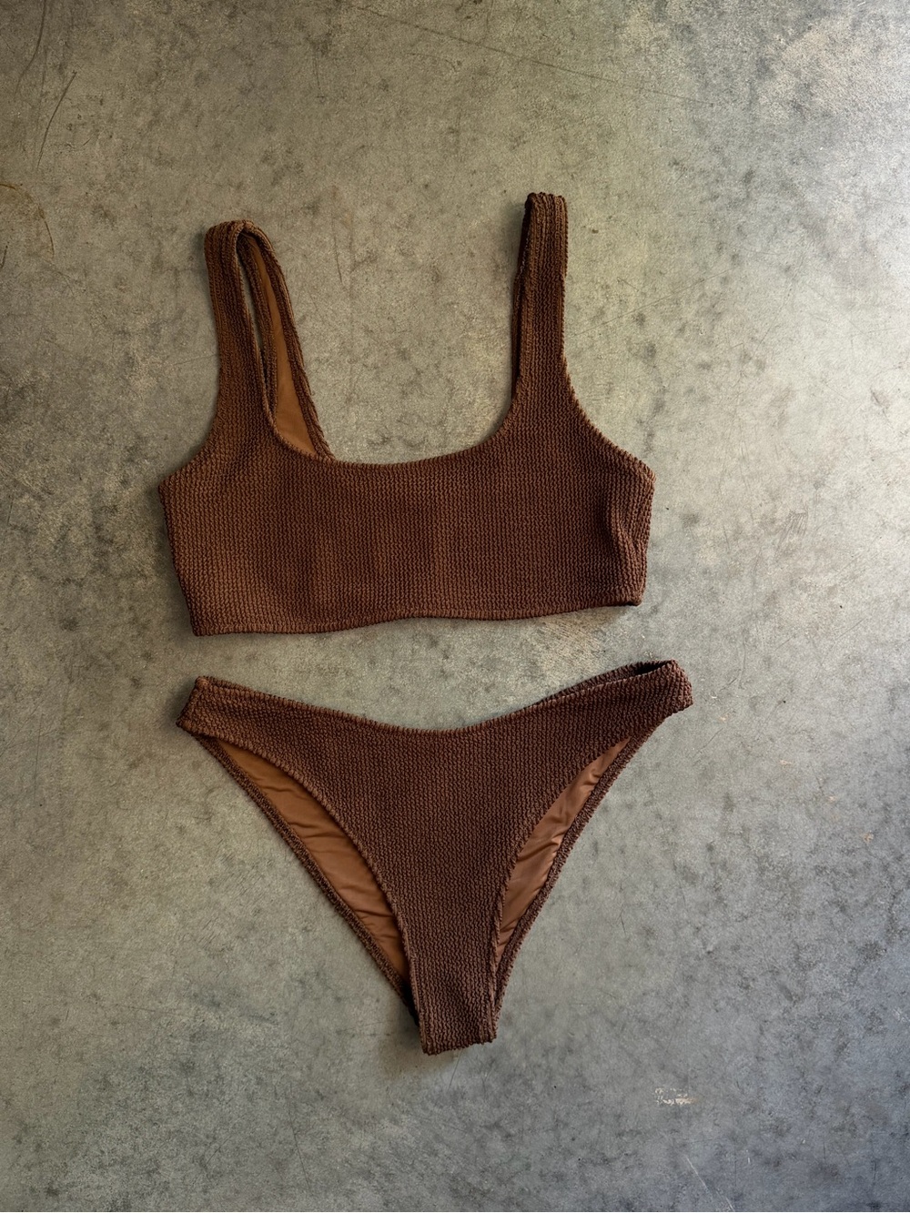 Koana Swim Brown Textured Scoop Bikini Set - Women Swim